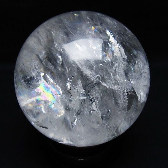 1.2Kg 水晶 丸玉 虹入り 94mm スフィア 置物 水晶玉 一点物 151-9092