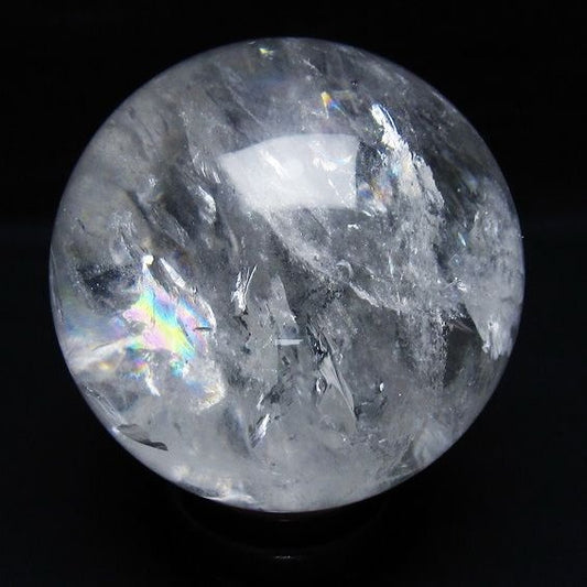1.2Kg 水晶 丸玉 虹入り 94mm スフィア 置物 水晶玉 一点物 151-9092