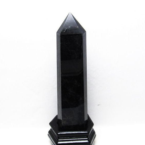1.4Kg モリオン 六角柱 黒水晶 台座付属 一点物 152-2849