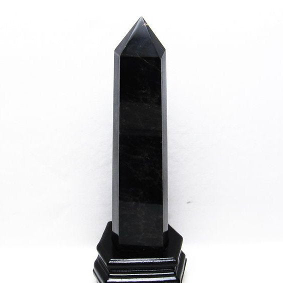 1.2Kg モリオン 六角柱 黒水晶 台座付属 一点物 152-2851