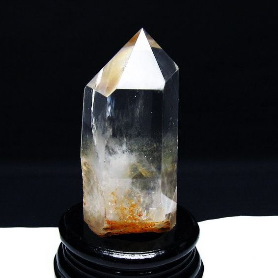 水晶 六角柱 台座付属 虹入り 一点物  152-3096
