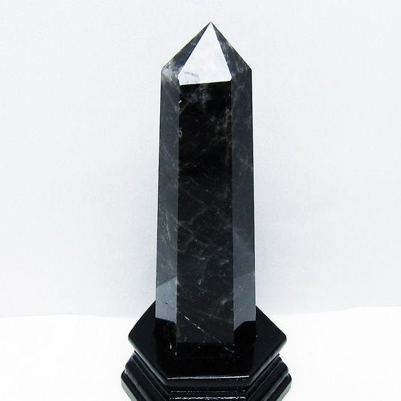 モリオン 黒水晶 六角柱 台座付属 一点物 152-3996