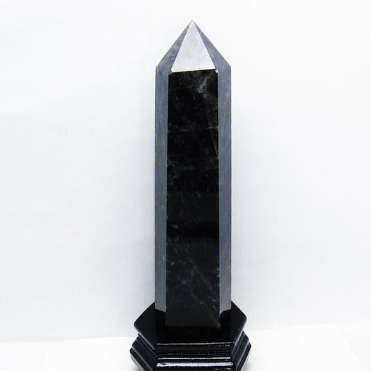 1.9Kg モリオン 黒水晶 六角柱 台座付属 一点物 152-4005
