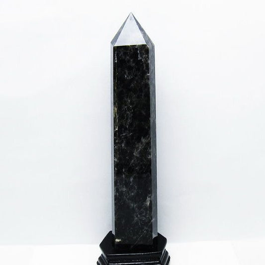 1.5Kg モリオン 黒水晶 六角柱 台座付属 一点物 152-4008