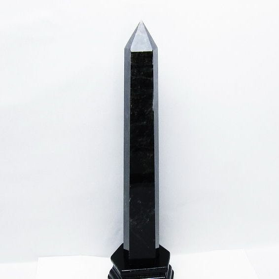 1.2Kg モリオン 黒水晶 六角柱 台座付属 一点物 152-4010