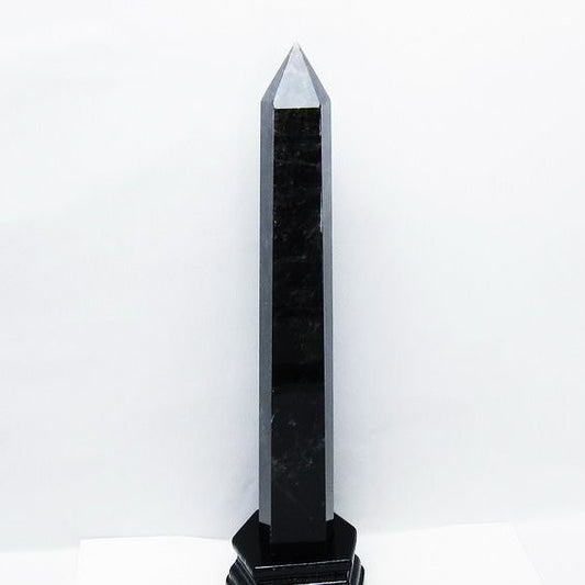 1.2Kg モリオン 黒水晶 六角柱 台座付属 一点物 152-4010