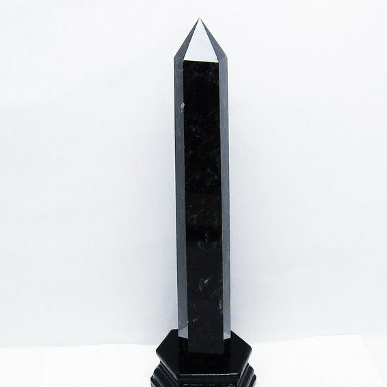 モリオン 黒水晶 六角柱 台座付属 一点物 152-4012