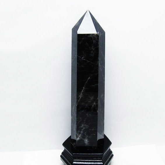 1.7Kg モリオン 黒水晶 六角柱 台座付属 一点物 152-4014