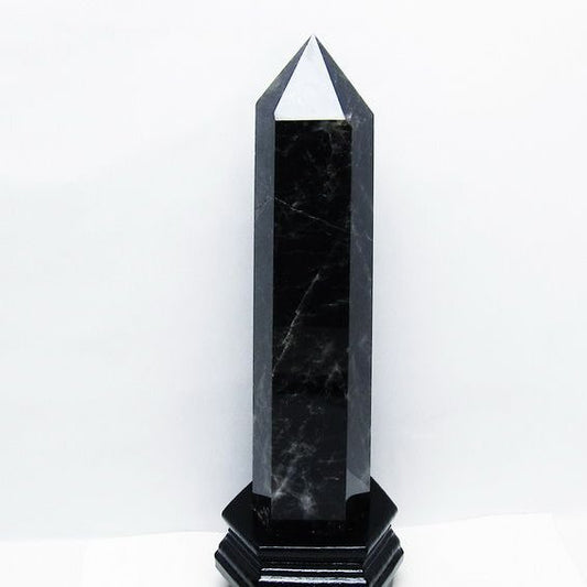 1.7Kg モリオン 黒水晶 六角柱 台座付属 一点物 152-4014