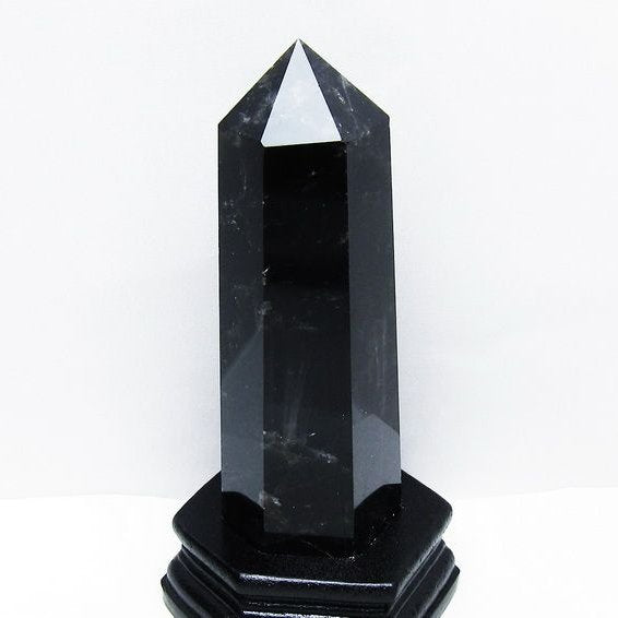 モリオン 黒水晶 六角柱 台座付属 一点物 152-4020