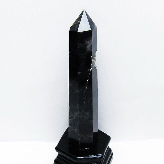 モリオン 黒水晶 六角柱 台座付属 一点物 152-4021