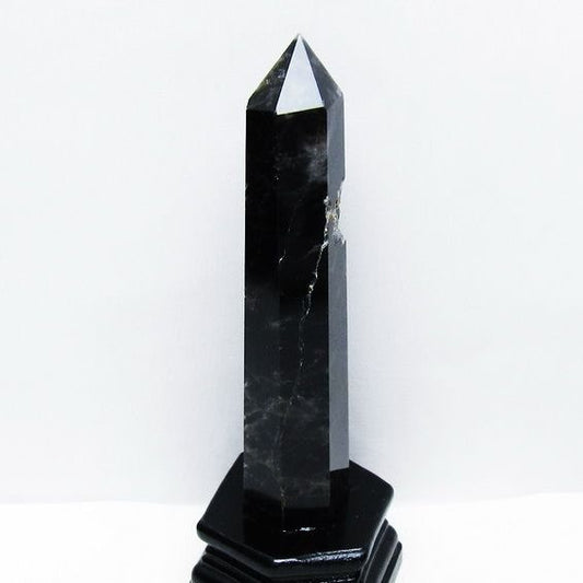 モリオン 黒水晶 六角柱 台座付属 一点物 152-4021