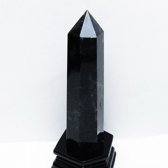 モリオン 黒水晶 六角柱 台座付属 一点物 152-4022