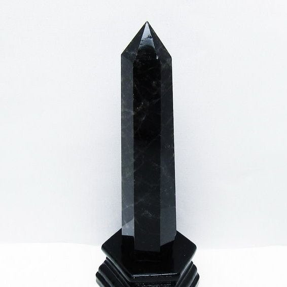 モリオン 黒水晶 六角柱 台座付属 一点物 152-4023