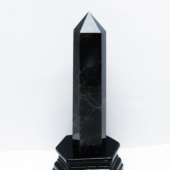 モリオン 黒水晶 六角柱 台座付属 一点物 152-4028