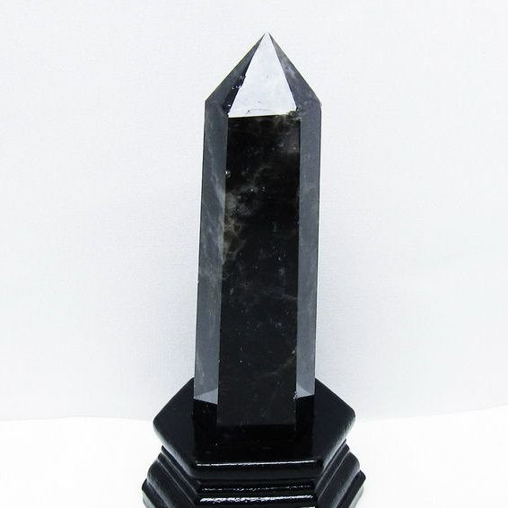 モリオン 黒水晶 六角柱 台座付属 一点物 152-4029