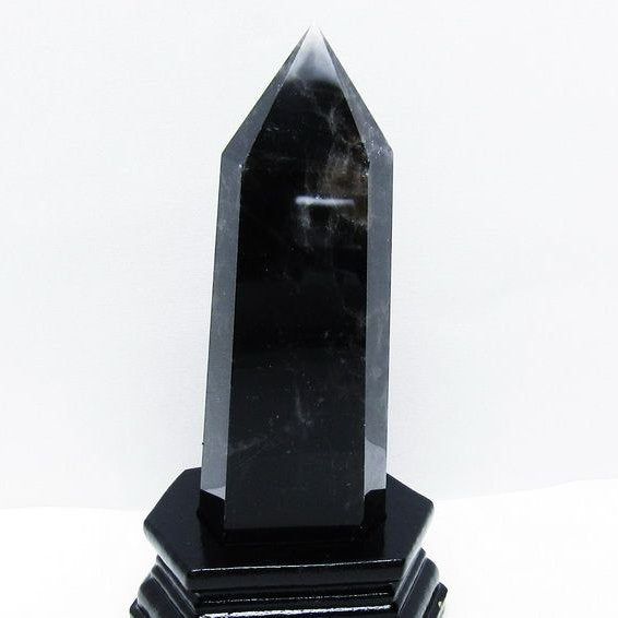 モリオン 黒水晶 六角柱 台座付属 一点物 152-4030