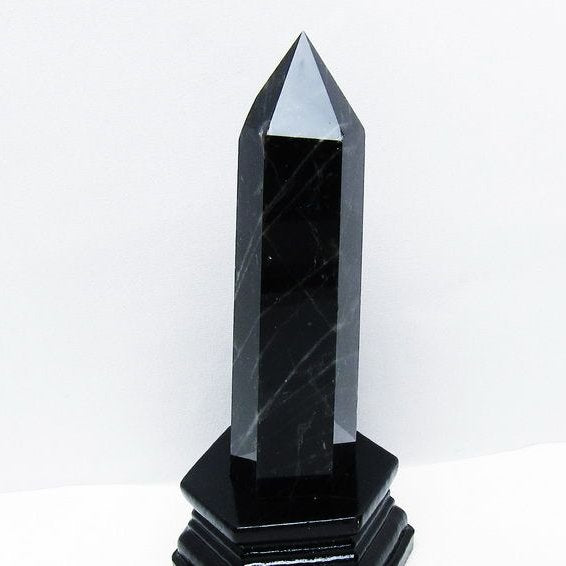 モリオン 黒水晶 六角柱 台座付属 一点物 152-4031