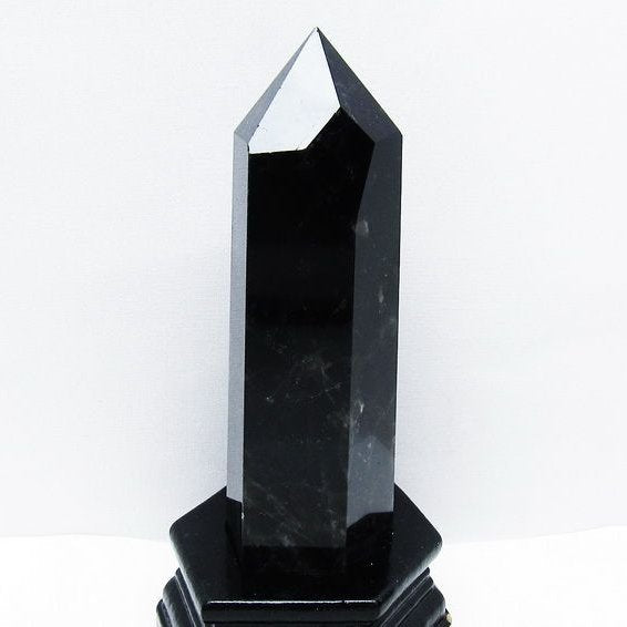 モリオン 黒水晶 六角柱 台座付属 一点物 152-4033