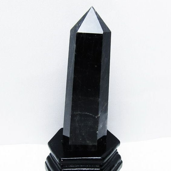 モリオン 黒水晶 六角柱 台座付属 一点物 152-4034