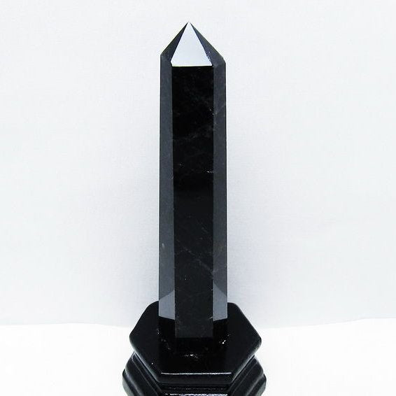 モリオン 黒水晶 六角柱 台座付属 一点物 152-4038