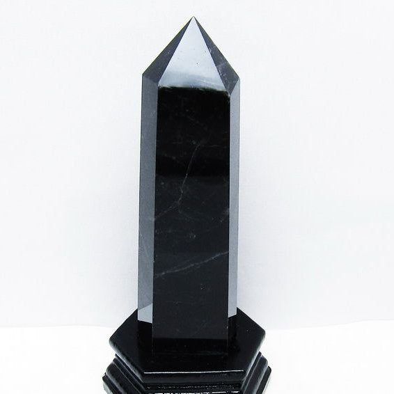 モリオン 黒水晶 六角柱 台座付属 一点物 152-4040