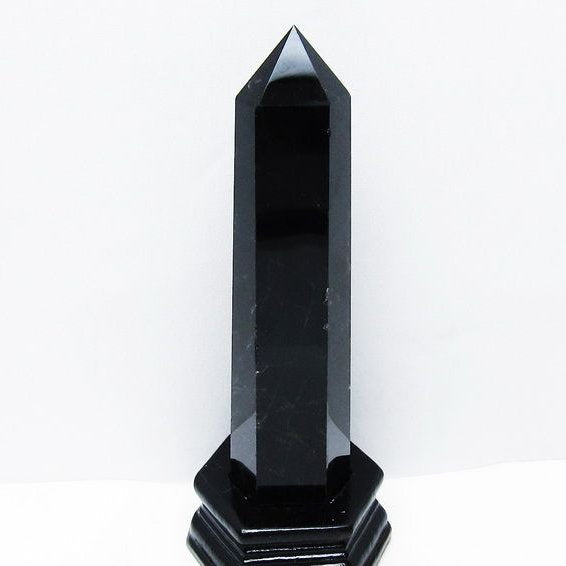 モリオン 黒水晶 六角柱 台座付属 一点物 152-4041
