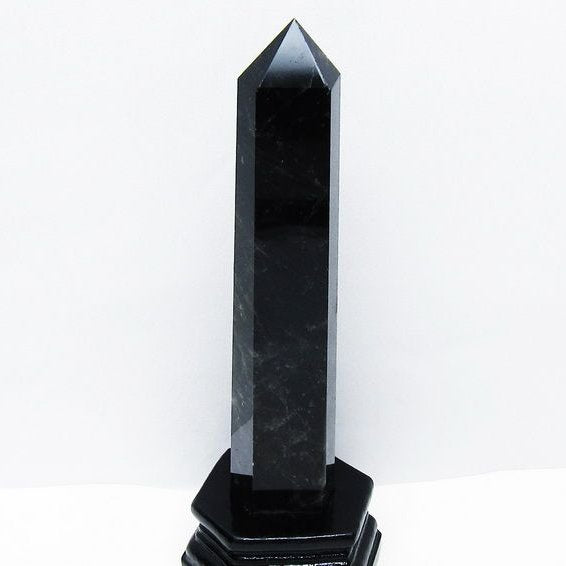 モリオン 黒水晶 六角柱 台座付属 一点物 152-4042