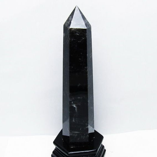 モリオン 黒水晶 六角柱 台座付属 一点物 152-4051
