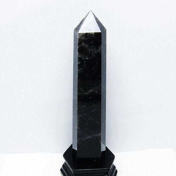 モリオン 黒水晶 六角柱 台座付属 一点物 152-4052