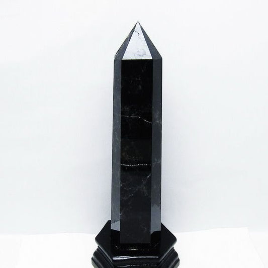 1.2Kg モリオン 黒水晶 六角柱 台座付属 一点物 152-4053
