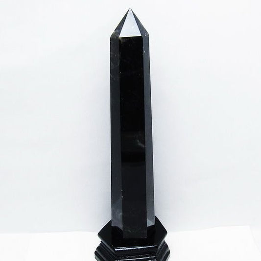 1Kg モリオン 黒水晶 六角柱 台座付属 一点物 152-4057