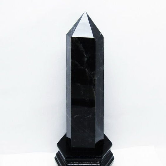 1.5Kg モリオン 黒水晶 六角柱 台座付属 一点物 152-4059