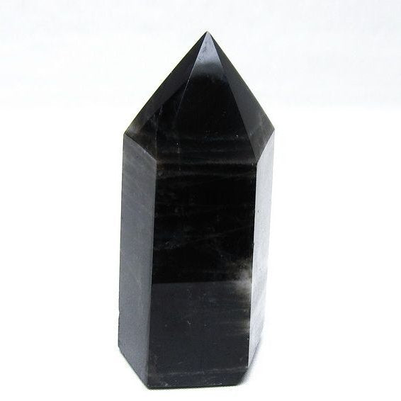 モリオン ポイント 六角柱 黒水晶 置物 一点物 152-4261
