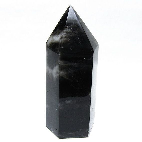 モリオン ポイント 六角柱 黒水晶 置物 一点物 152-4264