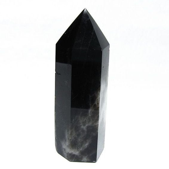 モリオン ポイント 六角柱 黒水晶 置物 一点物 152-4265