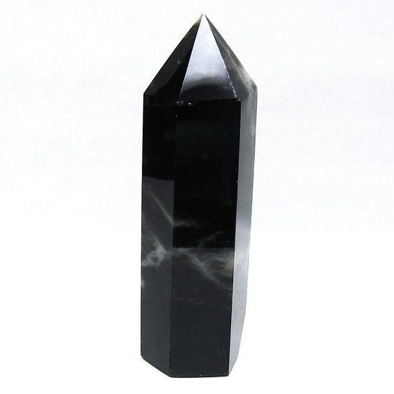モリオン ポイント 六角柱 黒水晶 置物 一点物 152-4266