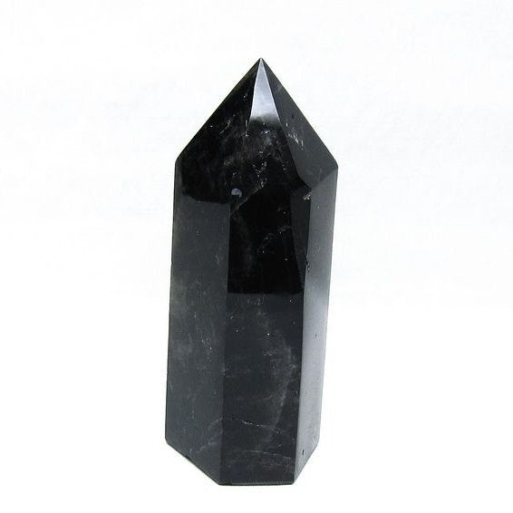 モリオン ポイント 六角柱 黒水晶 置物 一点物 152-4283