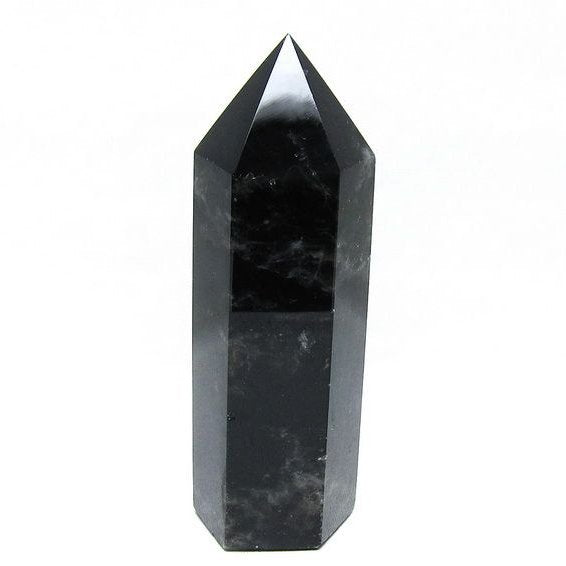 モリオン ポイント 六角柱 黒水晶 置物 一点物 152-4285