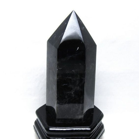 1.5Kg モリオン 六角柱 黒水晶 ポイント 置物 一点物 台座付属 152-4317