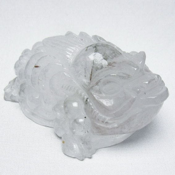 水晶 手彫り-卓上置物-キンセン-金蟾 ガーデンクォーツ 一点物 154-100