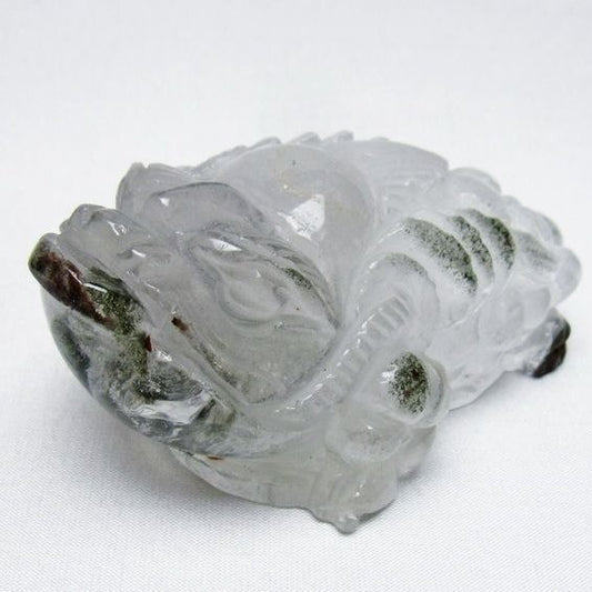 水晶 手彫り-卓上置物-キンセン-金蟾 ガーデンクォーツ 一点物 154-101