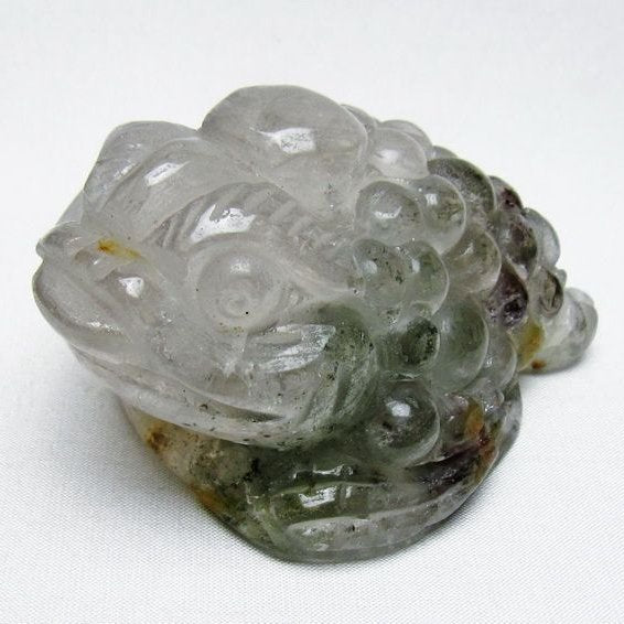水晶 手彫り-卓上置物-キンセン-金蟾 ガーデンクォーツ 一点物 154-103