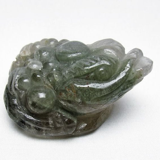 水晶 手彫り-卓上置物-キンセン-金蟾 ガーデンクォーツ 一点物 154-104