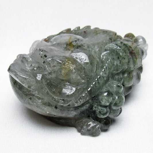 水晶 手彫り-卓上置物-キンセン-金蟾 ガーデンクォーツ 一点物 154-108