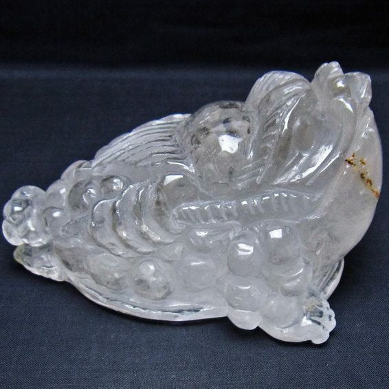 水晶 手彫り-卓上置物-キンセン-金蟾 一点物 154-110