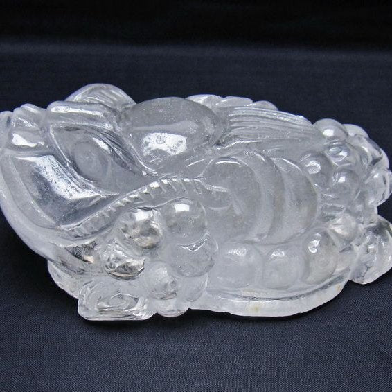 水晶 手彫り-卓上置物-キンセン-金蟾 一点物 154-111