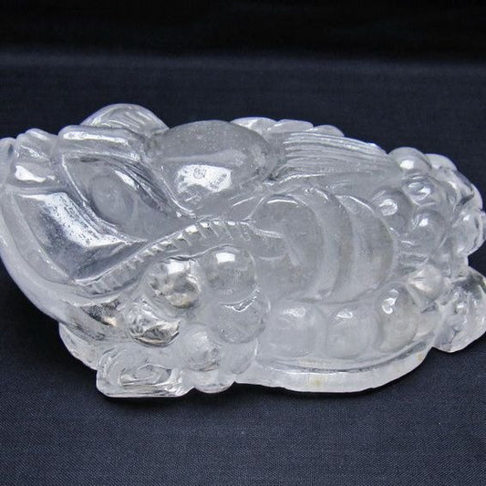 水晶 手彫り-卓上置物-キンセン-金蟾 一点物 154-111