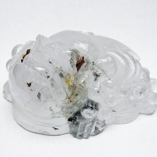 1Kg 水晶 手彫り-卓上置物-キンセン-金蟾 ガーデンクォーツ 一点物 154-113