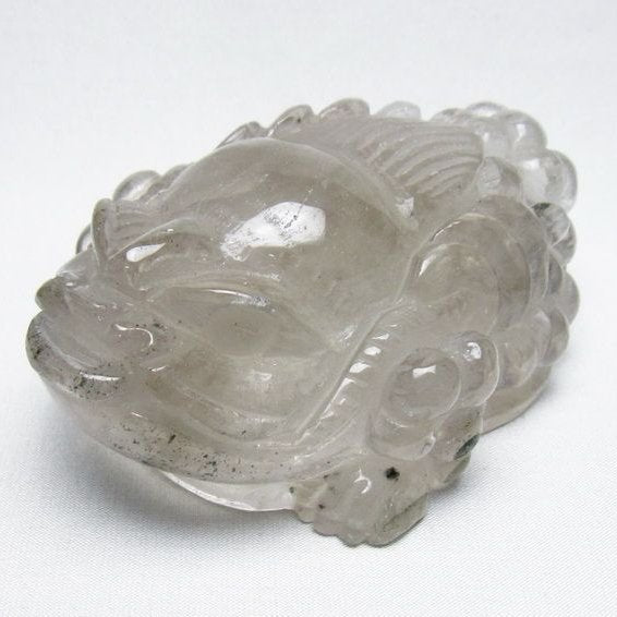 水晶 手彫り-卓上置物-キンセン-金蟾 ガーデンクォーツ 一点物 154-114